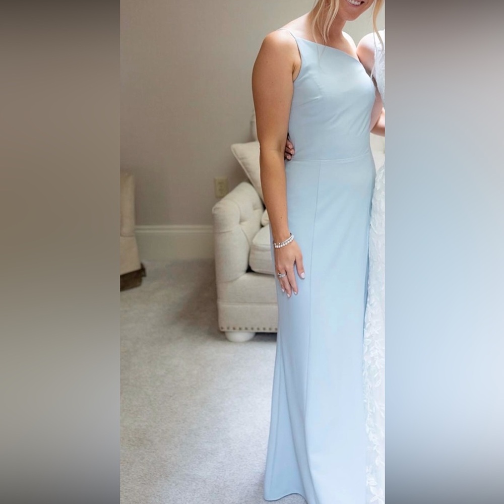 Amsale Pale Blue One-Shoulder Maxi Dress